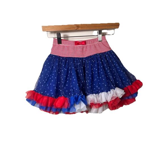 Fiona Michelle Girls 5/6 Patriotic Tutu Skirt Stars Red White Blue 4th of July - Picture 1 of 9